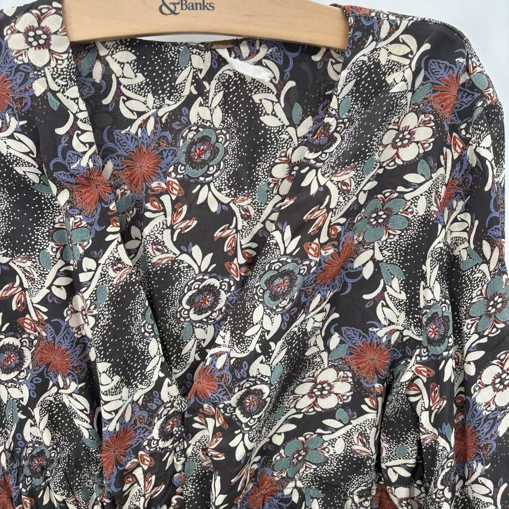 Free People Dress Womens Large Mini Tunic Stealing Fire Printed Boho Bohemian 3G